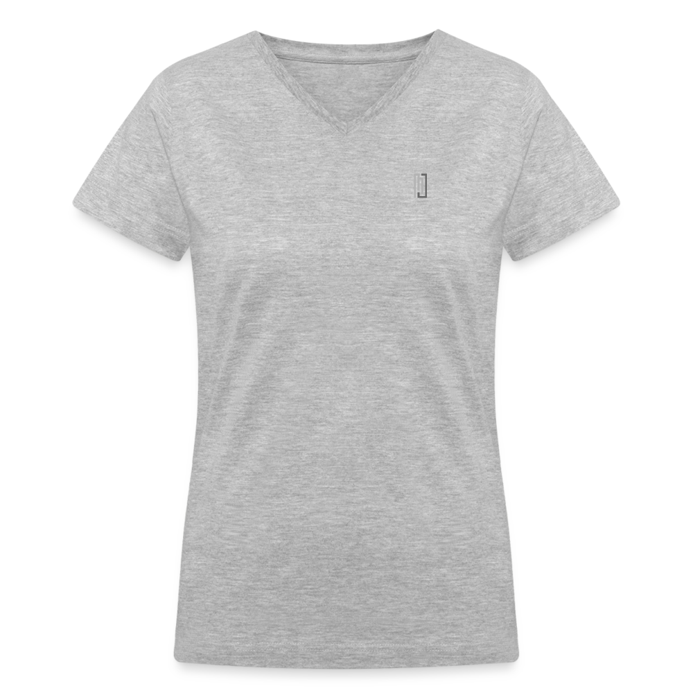 MJ Crest - Back Stripe -V Neck Tee - Womens - MJ509 - gray
