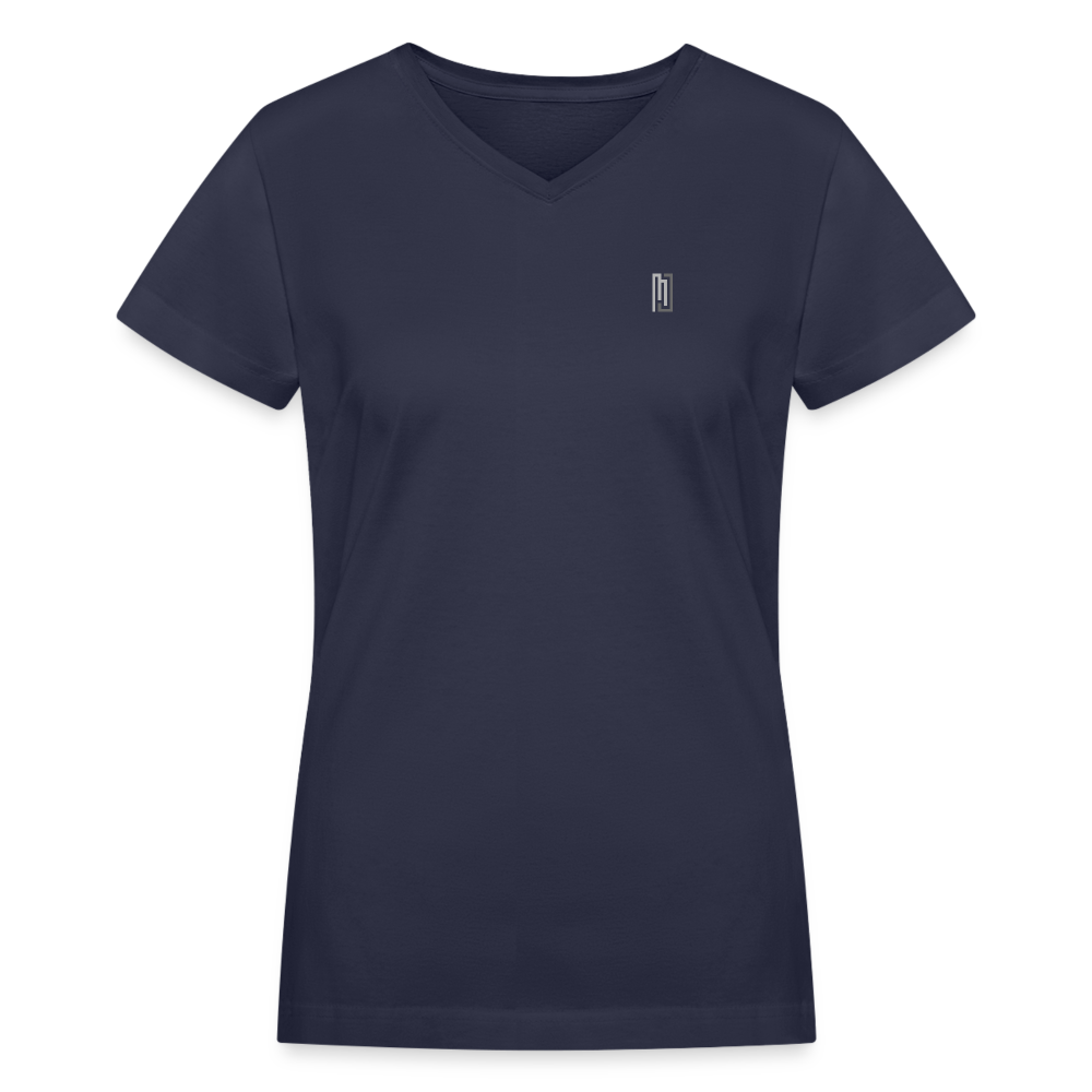 MJ Crest - Back Stripe -V Neck Tee - Womens - MJ509 - navy