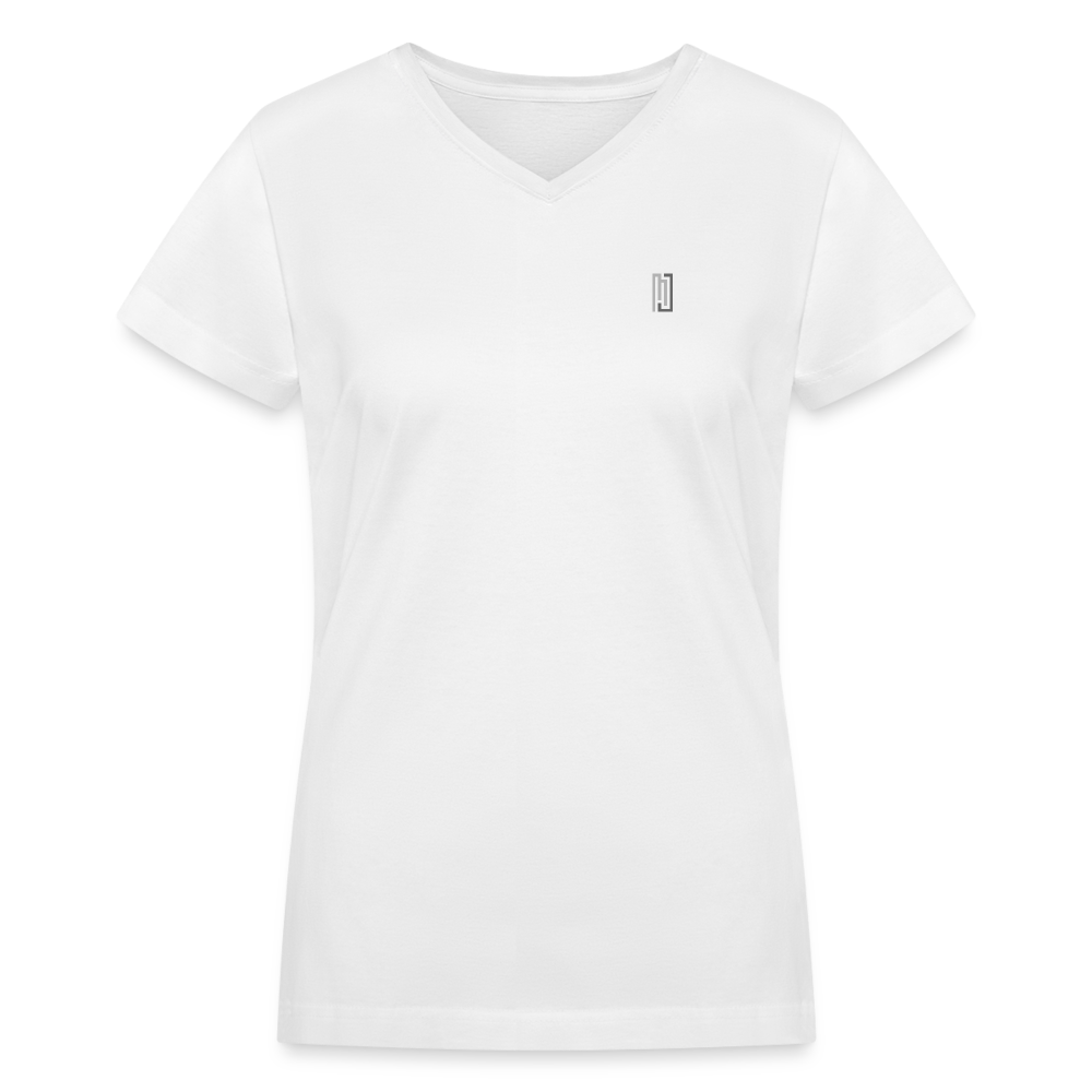 MJ Crest - Back Stripe -V Neck Tee - Womens - MJ509 - white