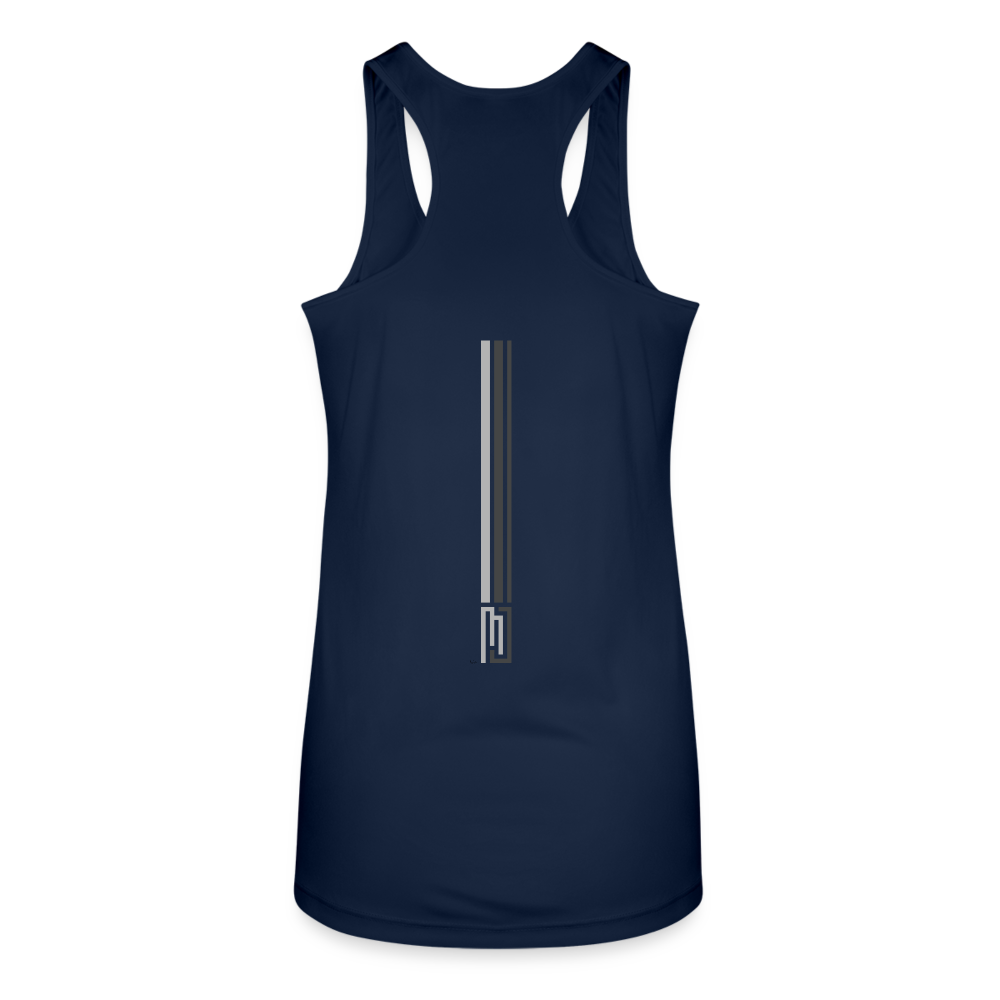 MJ Crest - Back Stripe -Racerback Tank - Womens - MJ510 - navy